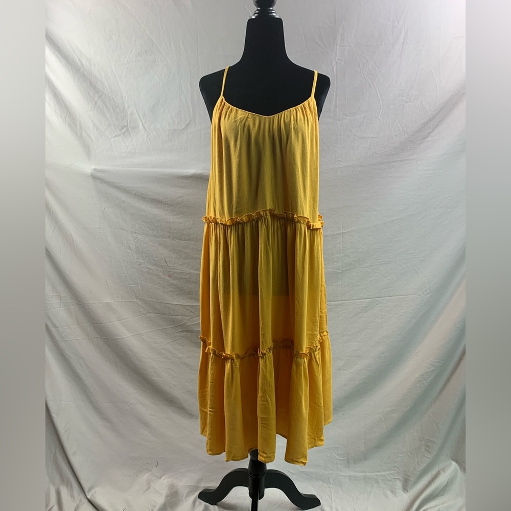 Mustard Yellow Ruffle Hem Cami Dress - Picture 6 of 9